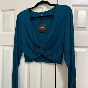 Blue crop top- long sleeve. Size 2XL